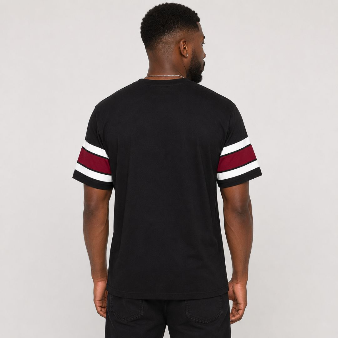 Mens Graphic Stripe Short Sleeve T Shirt  Black
